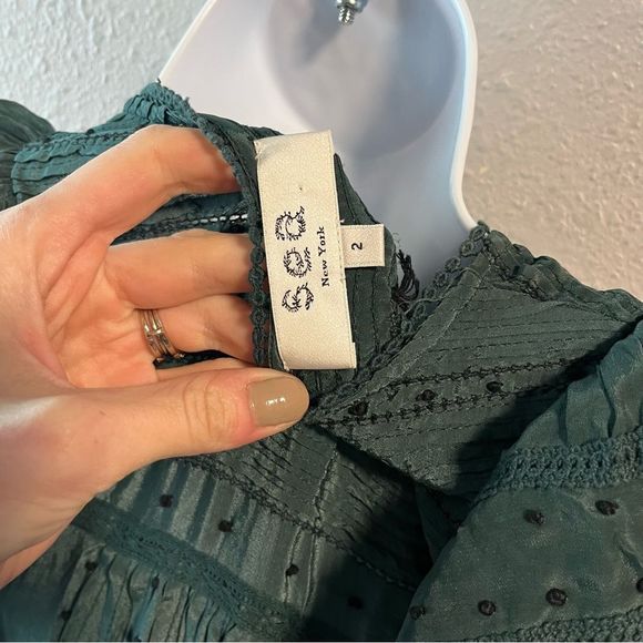 Sea New York Azzedine Flutter Sleeve Smocked Midi Dress Emerald - Picture 14 of 15